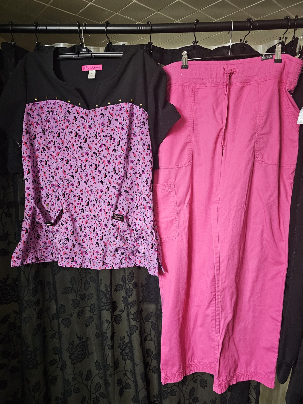 Hot Pink Scrub Set Top & Pants